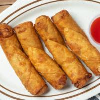 Egg Rolls · Savory filling wrapped in a paper thin wrapper and deep-fried.4pcs