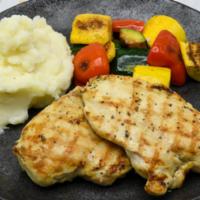 Herb Grilled Chicken · Chefs Seasonal Vegetables / Mashed Potatoes / Steak Butter