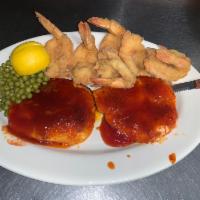 BBQ Chicken Cutlet and Fried Shrimp Combo · Free garlic bread with your order 