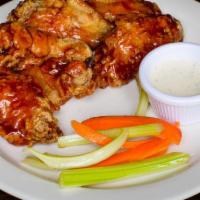 Chicken Wings · 8 jumbo, crispy, handbreaded wings, your choice of Portuguese, Honey BBQ, or Mexican (flourl...