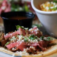 Barbacoa Plate · 3 street tacos with our barbacoa beef, queso fresco, cilantro and red pickled onion. Served ...