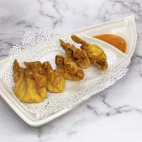 Homemade Crab Puffs · Fried wontons filled with crab, shrimp, and cream cheese - 5 pcs served with sweet chili sau...