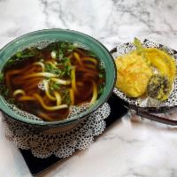 Vegetable Tempura Udon · Noodle soup with vegetable tempura.