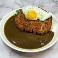 Curry-Rice · Japanese-style curry served with rice and topped with a fried egg. Choice of pork Katsu or c...