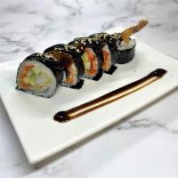 Rock & Roll · Shrimp tempura rolled with avocado, cucumber, massage, spicy mayo. Topped with 'eel' sauce. ...