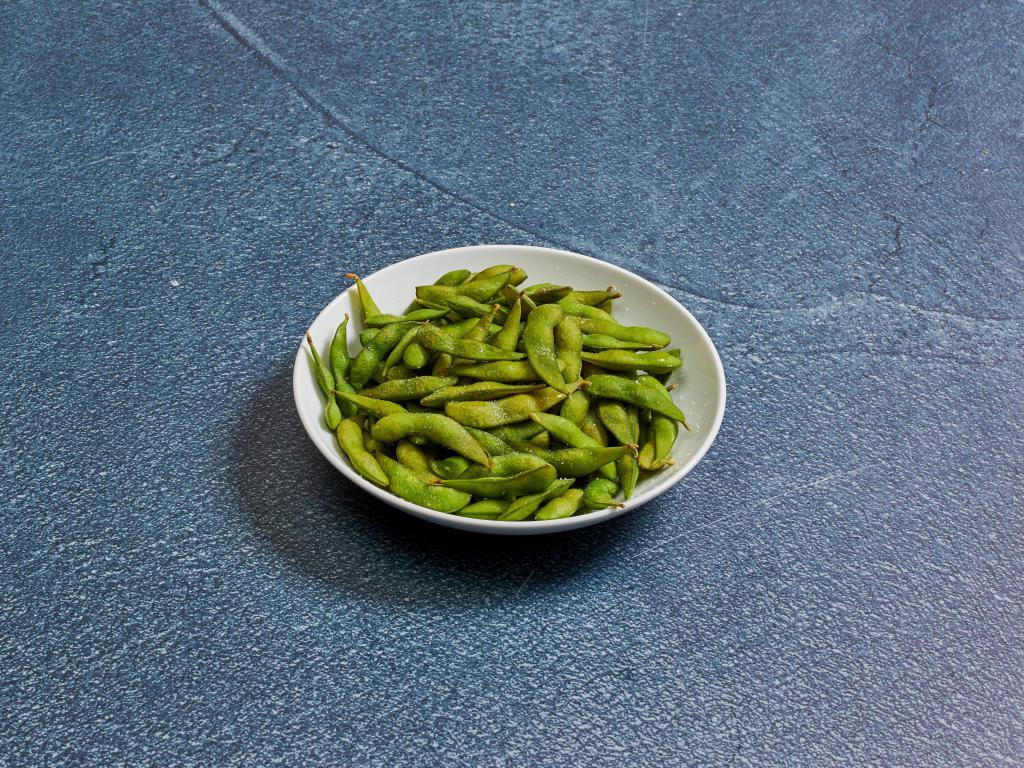 Edamame · Steamed soy bean pods with sea salt.