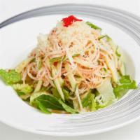 Kani Salad · Crunchy cucumber and romaine lettuce with spicy mayo dressing.