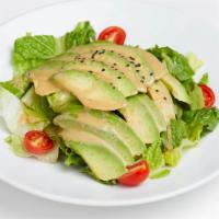 Avocado Salad · Spring mix, sliced avocado and cherry tomatoes, served with sesame dressing.