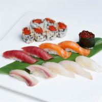 Moca Sushi Dinner · 10 pieces sushi, chef's special sushi, daily selection with spicy tuna roll.