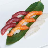 12 Piece Sushi Triple Delight · Tuna, yellowtail and salmon.