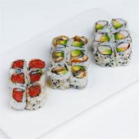 Dinner Combo Roll · Combination of California, spicy tuna and eel avocado roll.