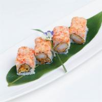 American Dream Roll · Inside: rock shrimp tempura. Outside: spicy lobster and kani and shrimp, Thai sweet and sour...
