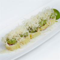 Baja Roll · Inside: tuna, yellowtail, avocado, cilantro and tobiko. Outside: wrapped in soy bean paper. ...