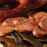 Polish Kielbasa Sausage · A blend of choice meats with cheddar cheese and jalapeño creating a signature bite