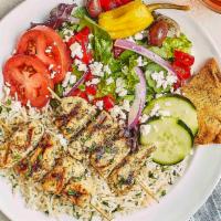 Grilled Chicken Kebobs · 2 kebobs seasoned and grilled, served with Taziki.