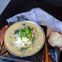 Korean Fish & Tofu Hot Pot 韩式鱼豆腐锅 · fish fillet, soft tofu, wood ear mushroom, boy choy, seasonal greens, served with rice
