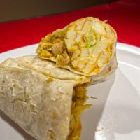 California Burrito · Our California Burrito consists of: French fries, your choice of meat, pot beans, pico de ga...