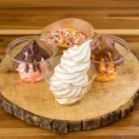 Dipped Soft Served Ice Cream · A cup of your choice of soft ice cream and Belgian Chocolate