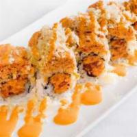 The Blast Special Roll · Eight pieces spicy tuna and yellowtail topped with spicy crunchy crabmeat.