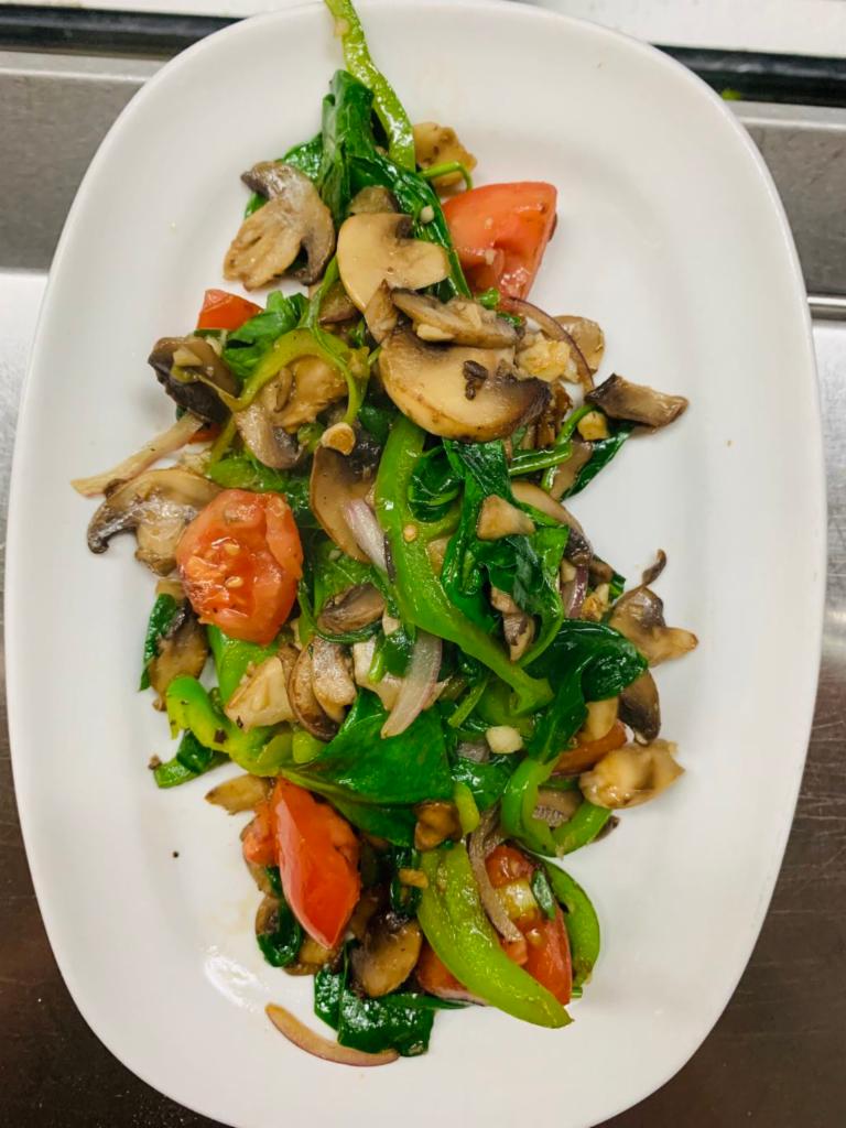 Sauteed Veggies · Garlic sauteed tomato, mushroom, green bell pepper & red onion