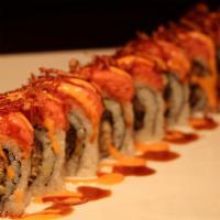 Fantastic Roll · Eel tempura avocado kani inside topped w/ spicy tuna crispy onion spicy mayo and eel sauce o...