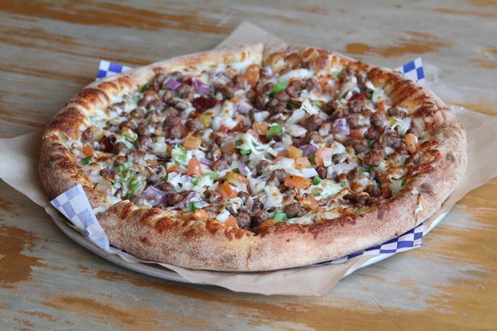 San Francisco Special Pizza · Canadian bacon, pepperoni, artichoke hearts, feta cheese, black olives, fresh garlic and beef.