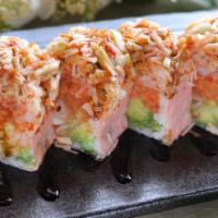 New York Roll · Shrimp tempura, spicy tuna and avocado inside, spicy kani and cucumber on top, with spicy ma...