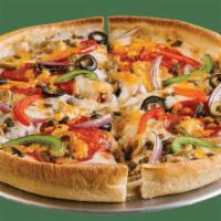 Five Star Personal Pizza · Tuscan marinara, mozzarella, cheddar, Italian sausage, pepperoni, beef, green olives, red an...
