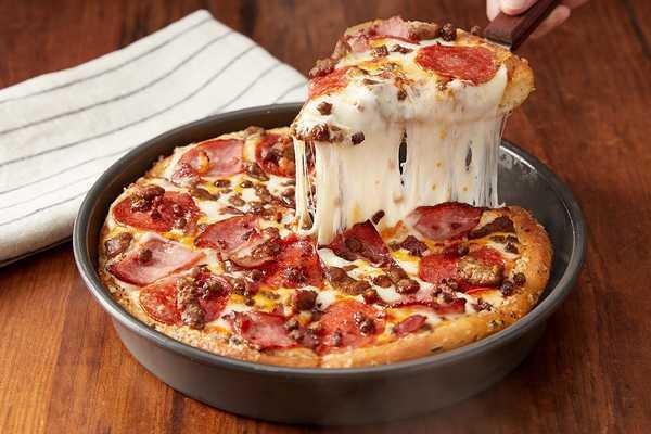 High Five-Meats Personal Pizza · Tuscan marinara, mozzarella, cheddar, pepperoni, Italian sausage, bacon, Canadian bacon, beef.