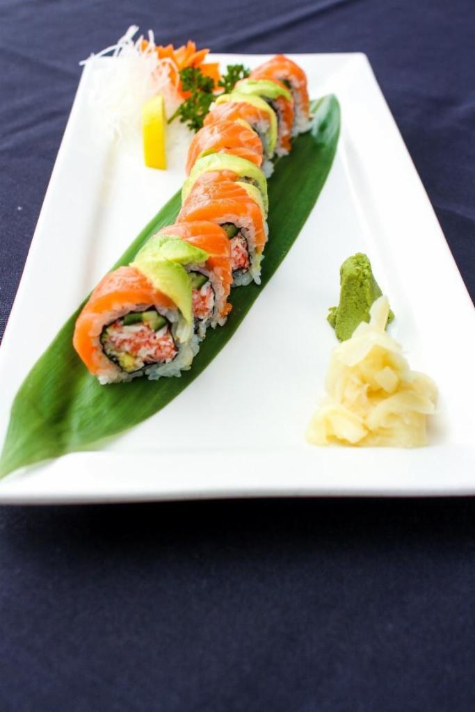 Alaskan Roll · California roll topped with salmon and avocado
