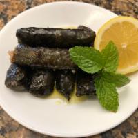 Stuffed Grape Leaves. · Grape Leave Stuffed With Rice and Spices (NO MEAT) Vegetarian.