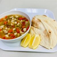 Chicken Soup. · (24) oz bowl of delicious chicken soup served with (2) pita bread.