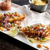 Fish Tacos · Grilled or fried white fish, chipotle sauce, fresh pico de gallo, cheese, corn tortillas and...