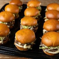 Impossible Sliders Platter · dozen plant-based burgers with garlic aioli on toasted brioche buns