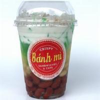 9. Three Color Beans · Red, white, mung bean and pandan jelly in coconut milk topped with peanuts.