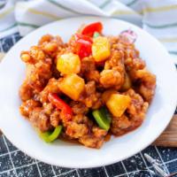 Pineapple Sweet and Sour Pork 菠萝咕咾肉 · includes Jasmine Rice for 1 包含一份香米饭