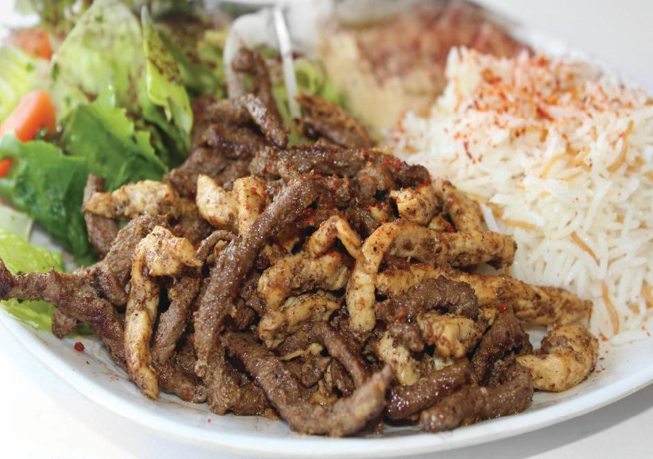 Mix Shawarma Plate · Thin slices of chicken and beef marinated with special spices.