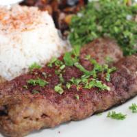 Iraqi Lamb Kebab Plate · Ground lamb with Iraqi kebab spices.