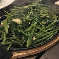 Tumis Kangkung Hot Plate / Water Spinach Sautee Hot Plate · Sauteed water spinach with garlic and sesame oil.