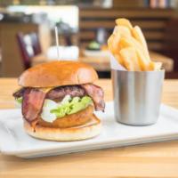 Parkstone’s BBQ Burger · Made fresh daily with Washington pasture-fed and raised beef. Double thick Tillamook Cheddar...