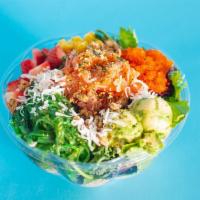 Vegeta Bowl · Sushi rice, kale, spring mix, tofu, pineapple, mushroom, tomato, cucumber, avocado, seaweed ...