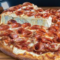 Bacon the Double Pepperoni · Classic red sauce, mozzarella & muenster cheese, bacon, extra crispy-curl & classic pepperoni.