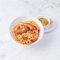 Build a Pasta  · Comes with soup or salad, bread and butter. Add meat for an additional charge.