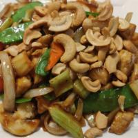 Chicken Cashew Nuts · Chicken, cashew nut, celery, carrot, mushroom, onion and peapod.