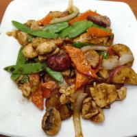 Curry Chicken with Potatoes · Chicken, bell pepper, onion, carrot, potatoes and curry spices sauce.
