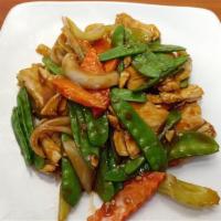 Szechwan Chicken · Chicken, bell pepper, celery, mushroom, peapod, carrot, onion and spicy sauce.