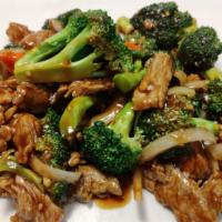 Beef with Broccoli · Beef, broccoli, onion and carrot.