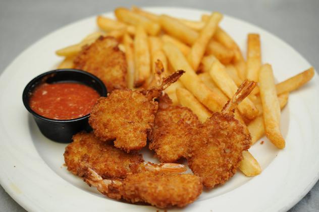 Fried Shrimp With Fries (6) · 6 Pieces of Butterfly Breaded Shrimp Served with Tartar, Sweet Chili Sauce and a Choice of Fries!!!