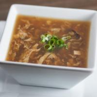Hot 'n Sour Soup · Silken Tofu, Eggs, Bamboo shoots and dried Mushrooms in a rich & tangy broth. (32 oz)