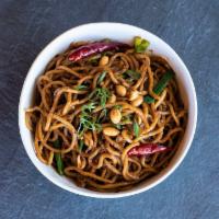 Kung Pao Noodles · Garlic, scallions, peanuts, red chili peppers, and bold flavors really put a kick on our Kun...